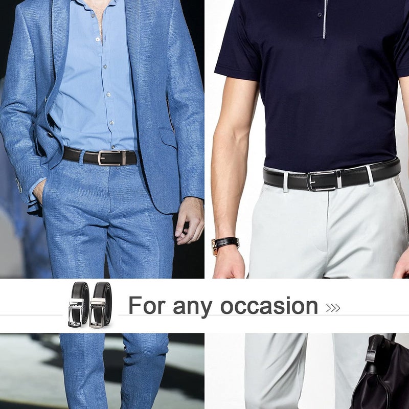 WERFORU Men's Ratchet Belts, 2 Pack Leather Belts for Men Dress and Casual with Automatic Buckle - Image 2